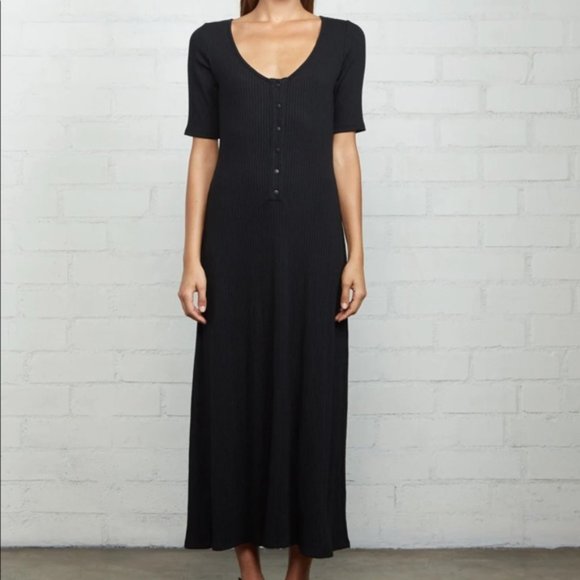 Rachel Pally Dresses & Skirts - Rachel Pally Black Rib Caro Midi Knit Dress Size Medium